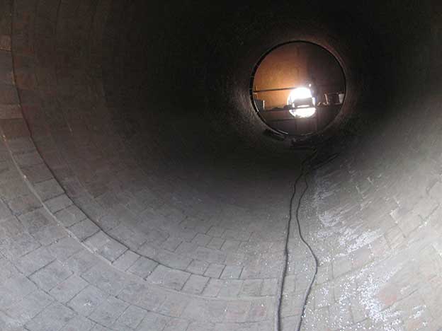 The interior of a large refractory built from fire bricks.