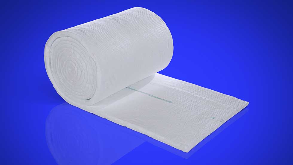 A roll of white low bio-persistence wool used for refractory insulation.