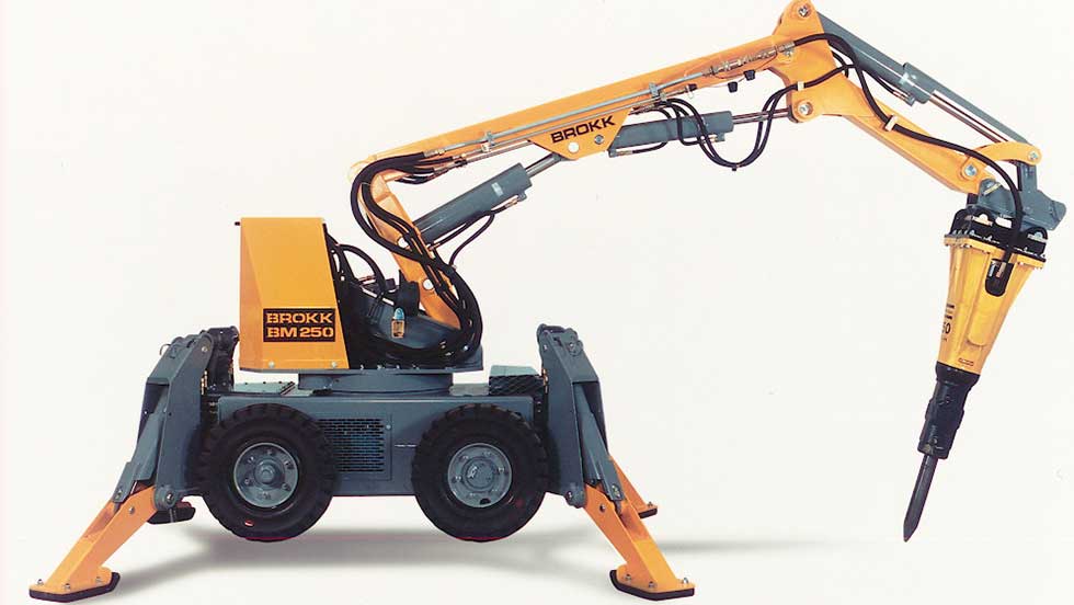 Brokk White A Brokk 250 remote-controlled demolition robot used for refractory installation projects.
